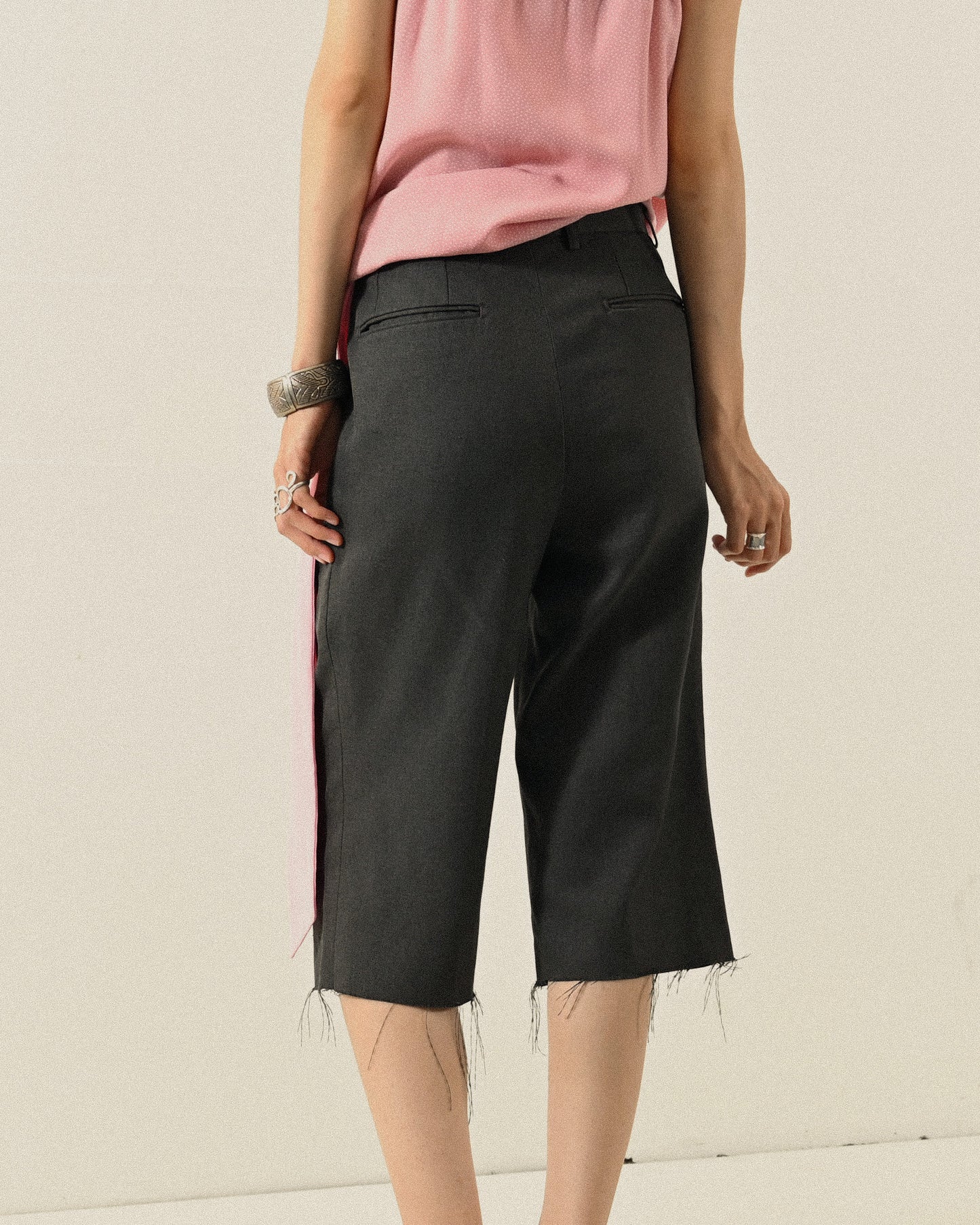 鬚邊設計古著五分褲