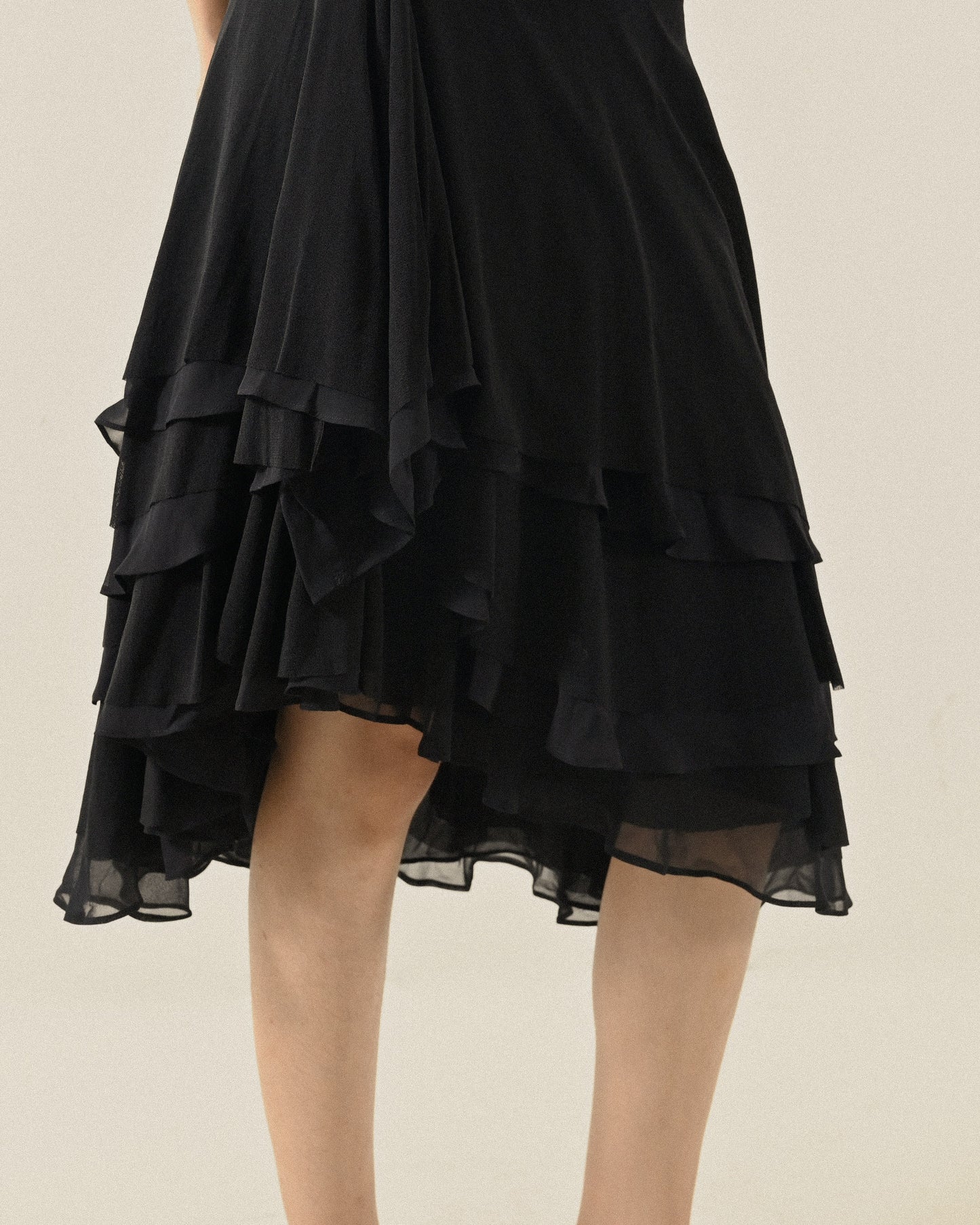 多層車縫紗質古著裙