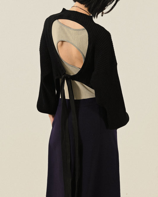 Upcycling挖背設計針織古著上衣