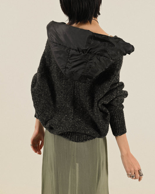 Upcycling連帽設計針織古著毛衣