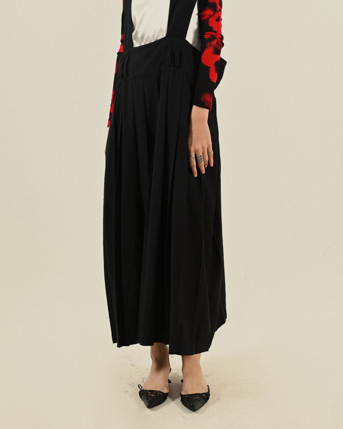 日本製造型肩帶百褶古著吊帶裙