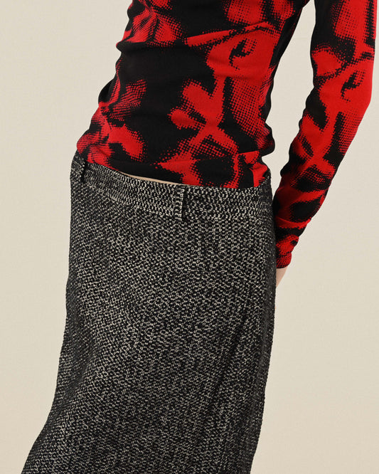 混色花呢低腰古著裙