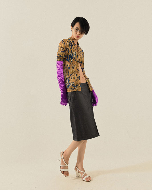 斑斕印花紗質古著襯衫