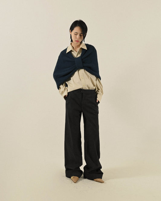 紐結設計針織古著披肩