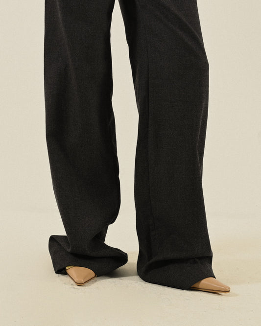 寬鬆輪廓直筒毛料古著長褲