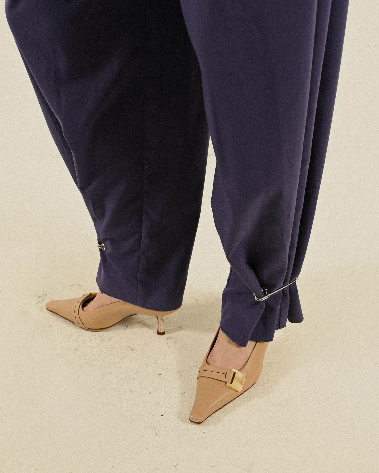 Upcycling抓褶細節古著長褲