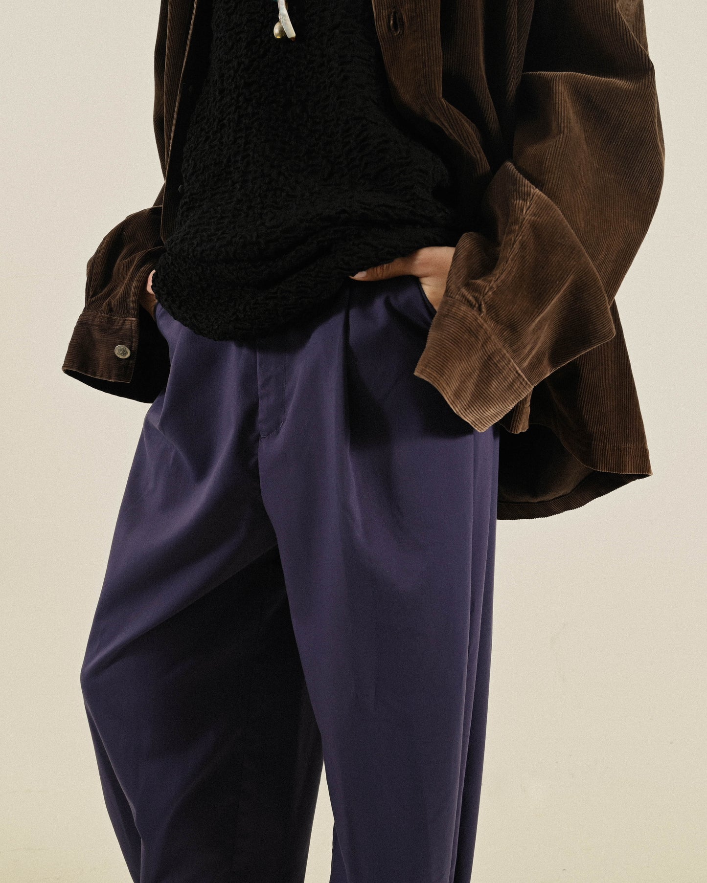 Upcycling抓褶細節古著長褲