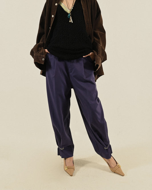 Upcycling抓褶細節古著長褲