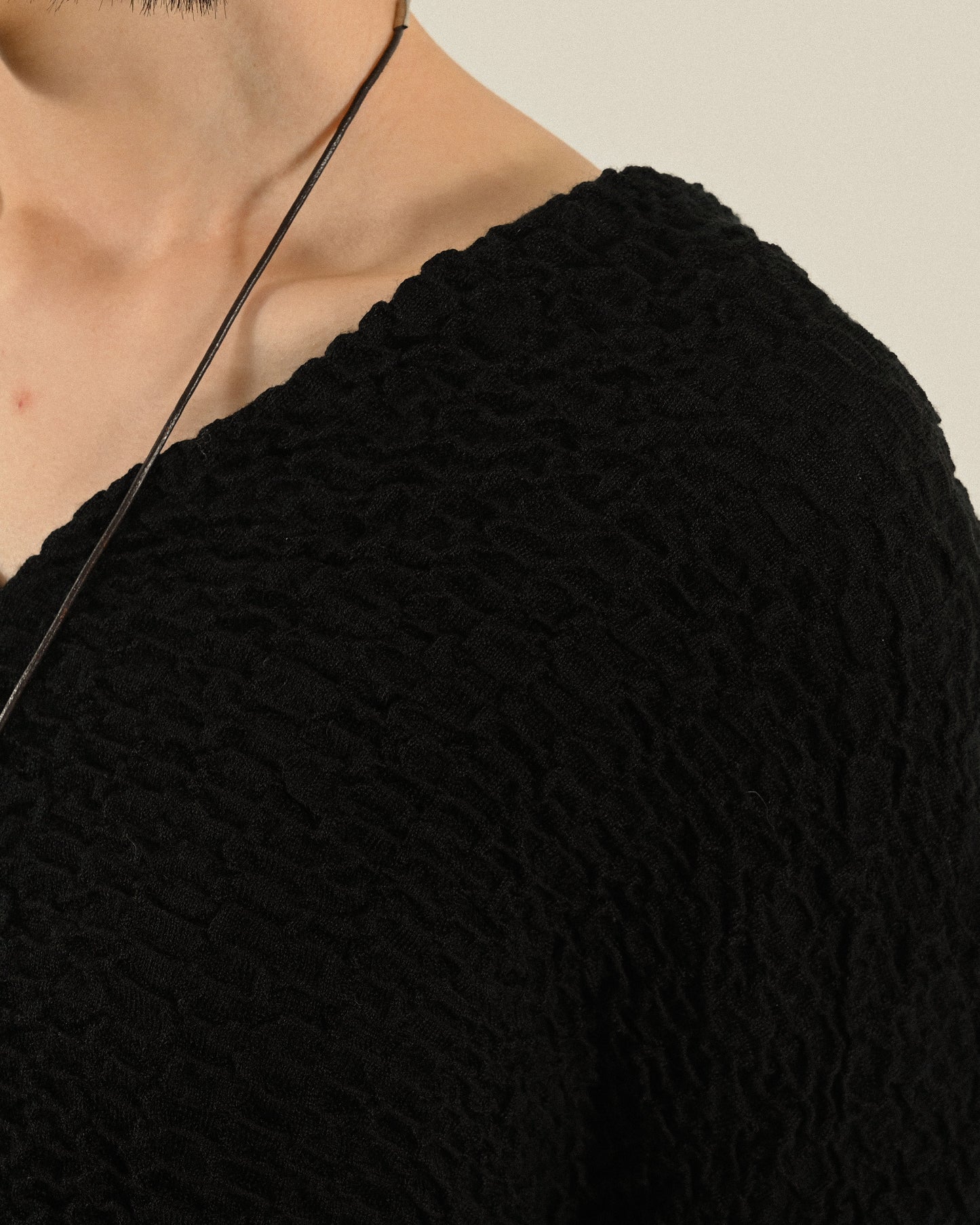 挖背設計紋理針織長版古著上衣