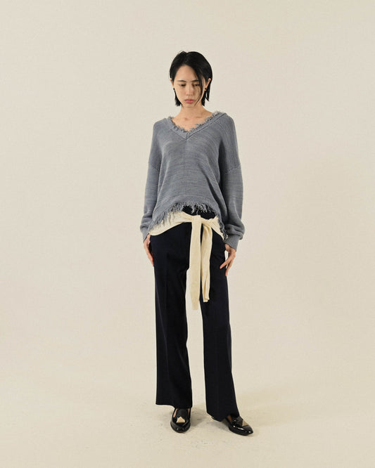 經典輪廓純色古著長褲