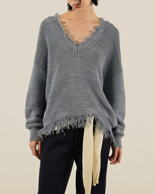 流蘇綴飾寬鬆針織古著毛衣