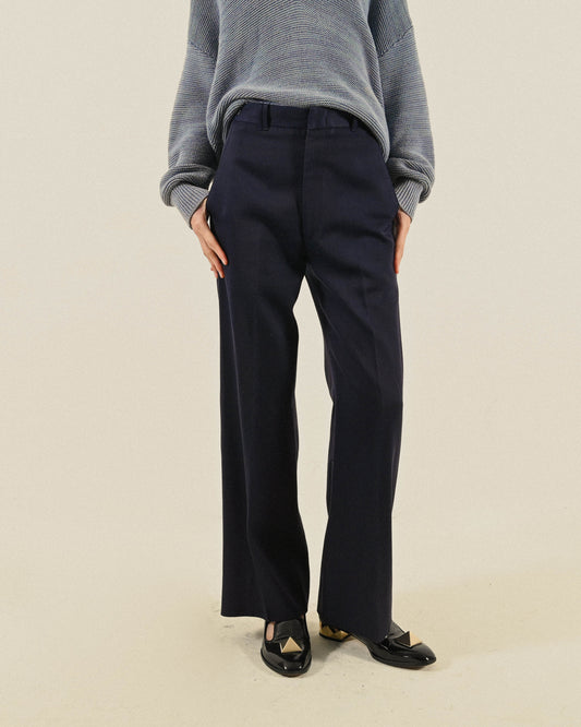 經典輪廓純色古著長褲