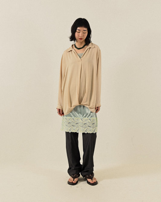 抓褶設計寬鬆輪廓古著襯衫