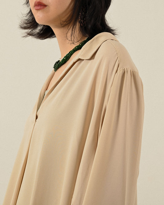 抓褶設計寬鬆輪廓古著襯衫