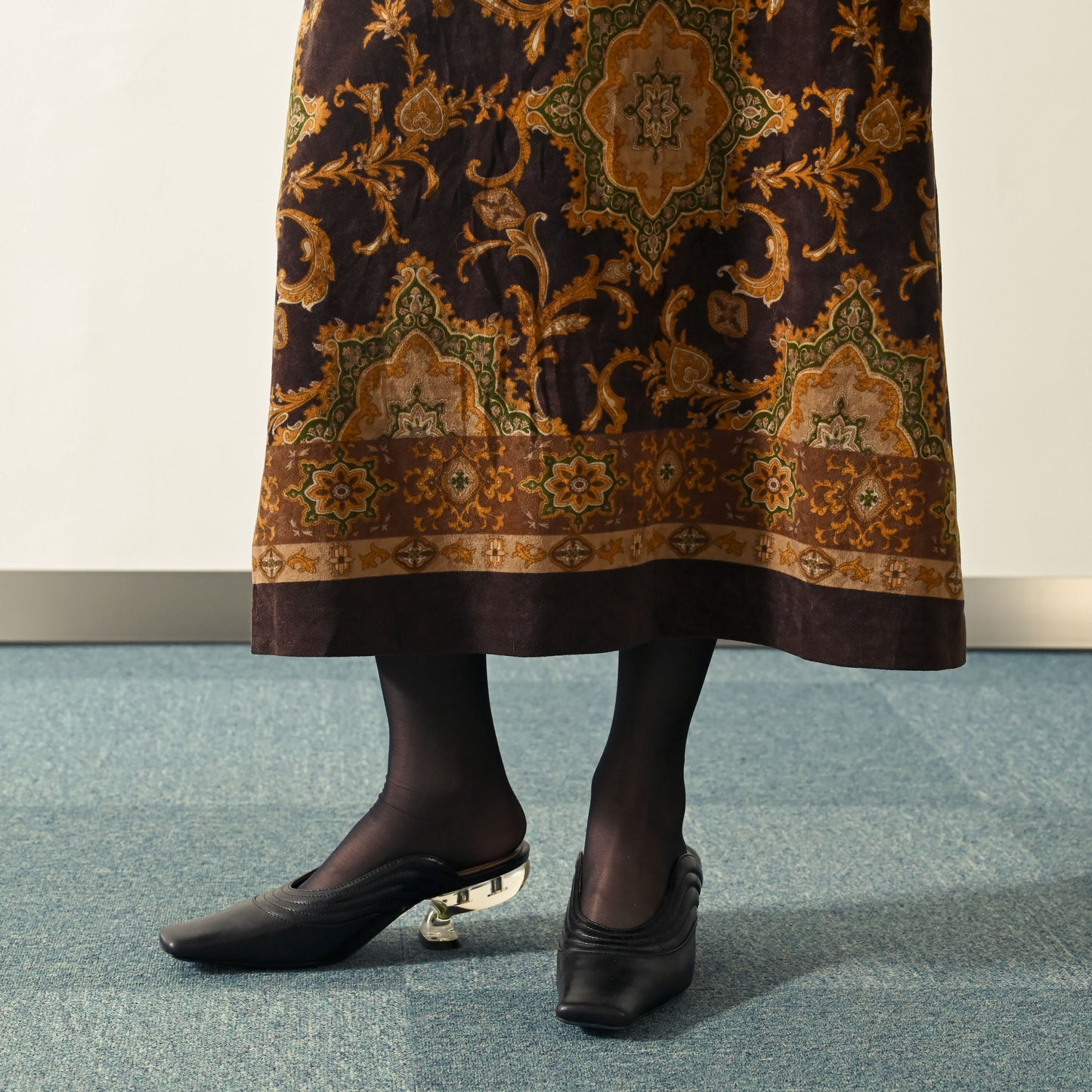 花毯印花日本製高腰古著長裙
