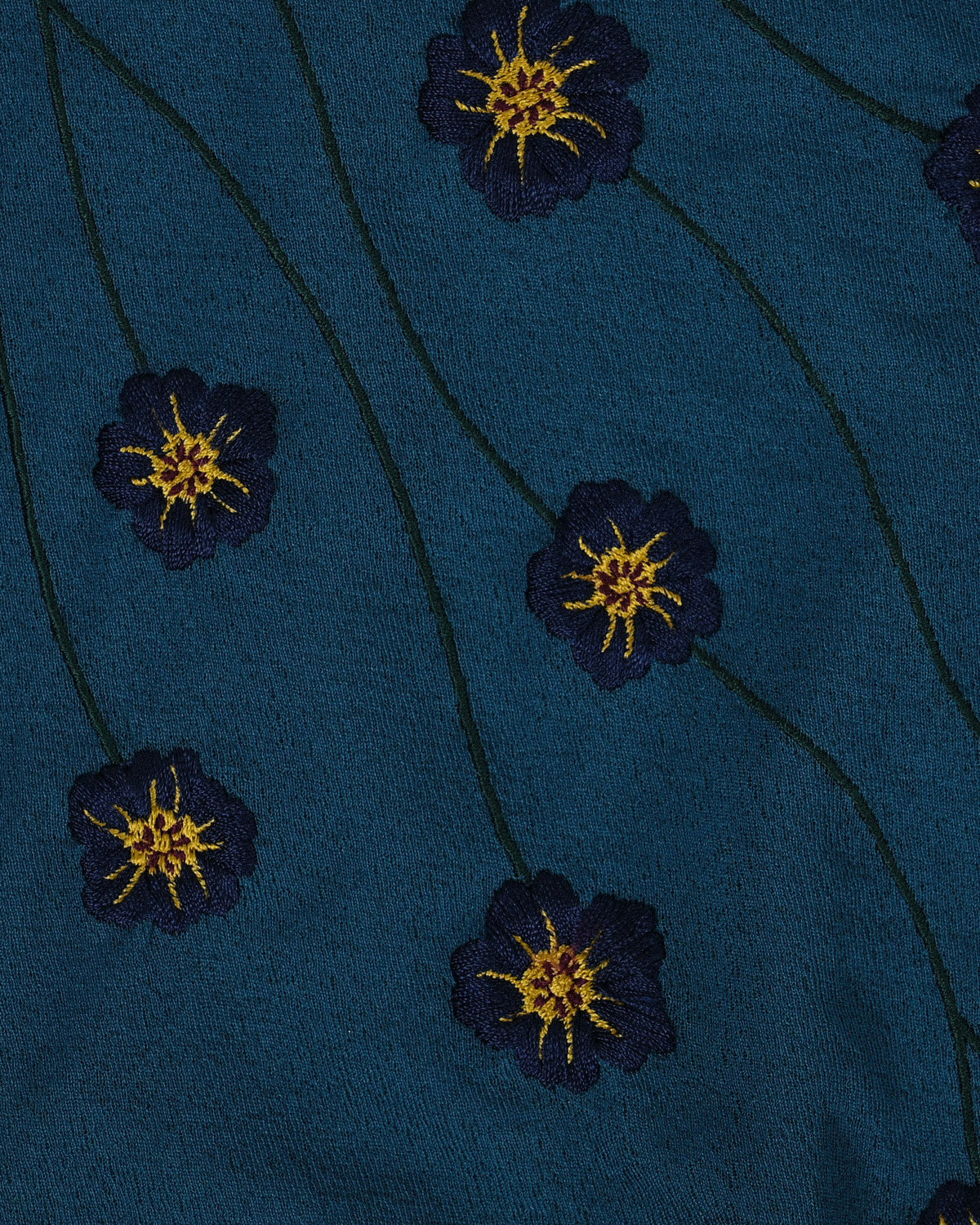 罌粟花卉刺繡紗質古著上衣