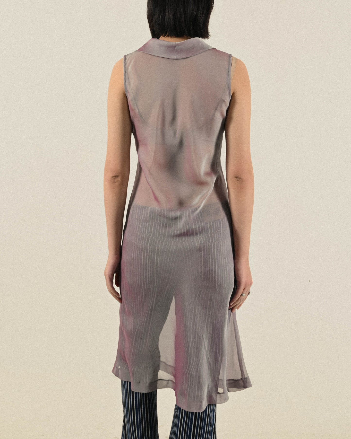 漸變色澤烏干紗高領古著洋