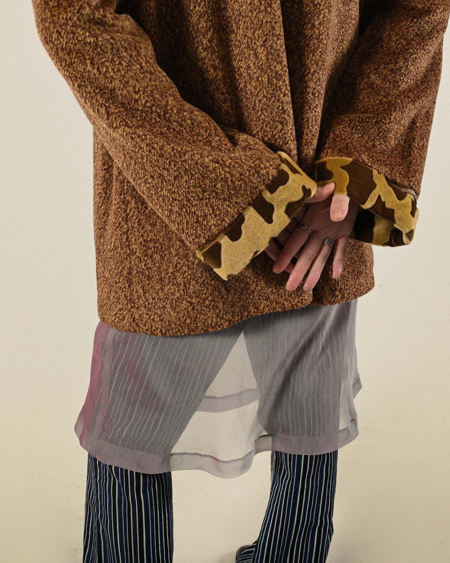 動物斑紋紋理毛料古著外套