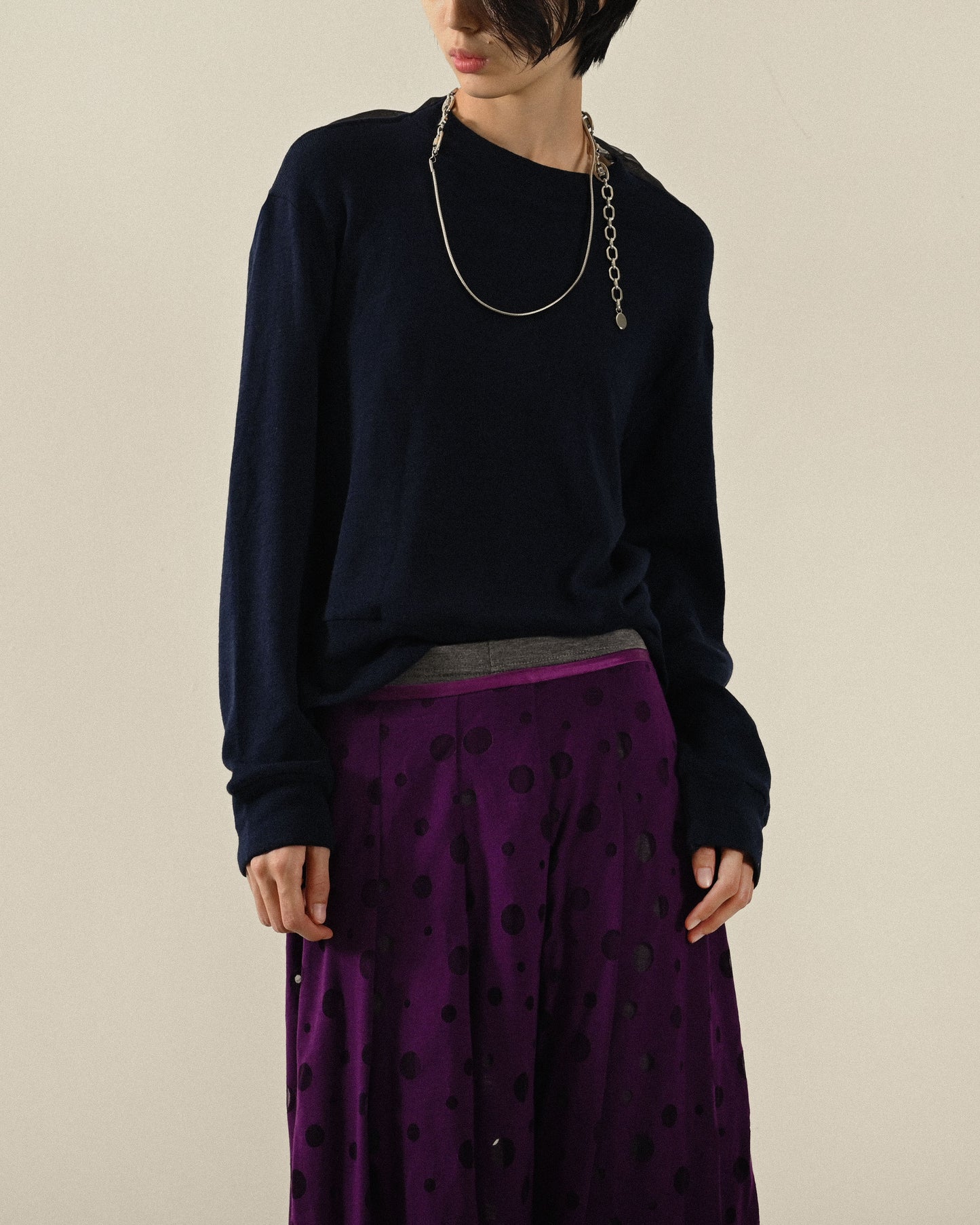 Upcycling紗質綁帶古著針織上衣