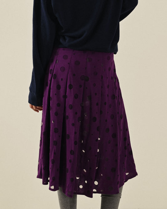 透視針織寬百褶古著長裙