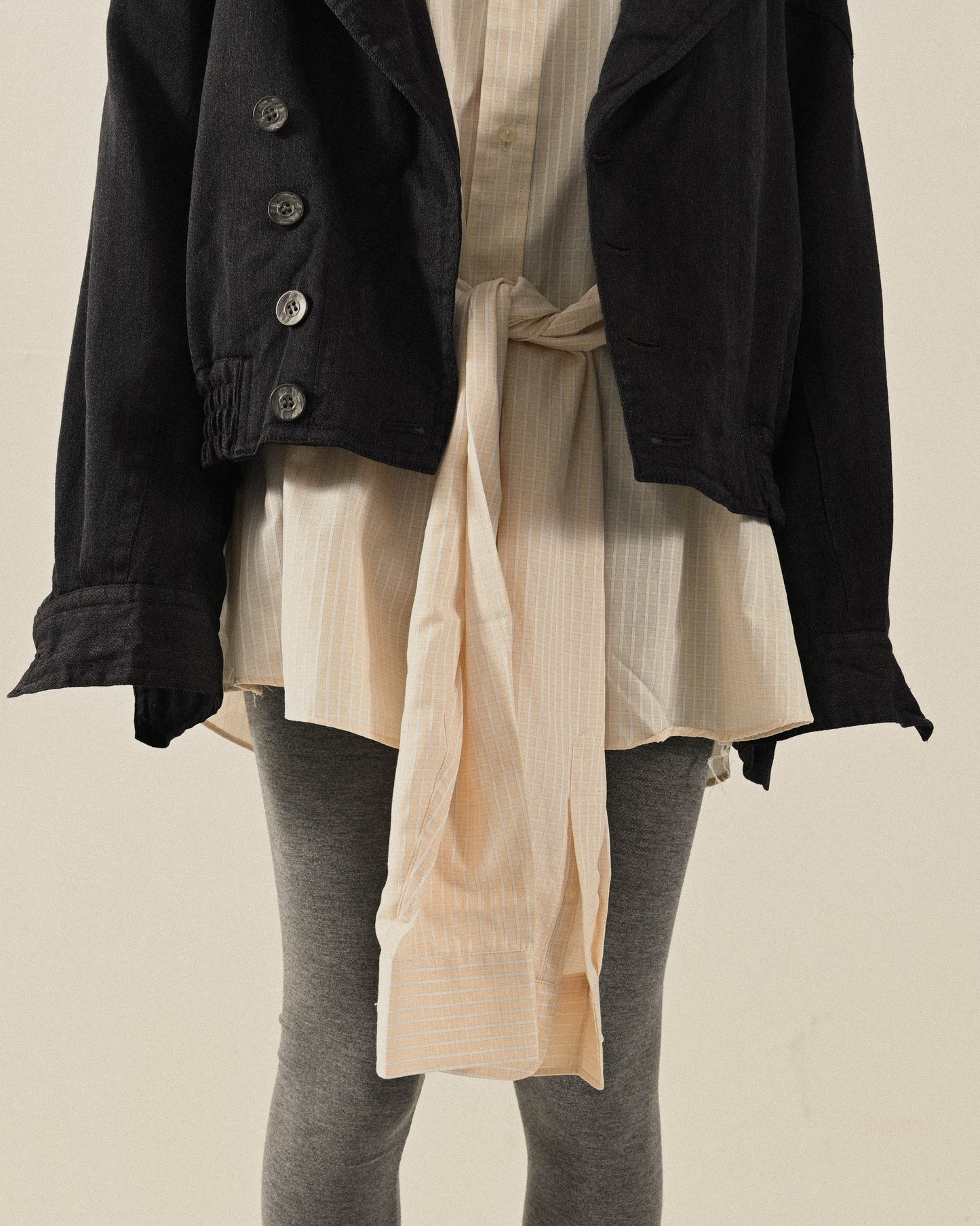 寬大翻領薄毛古著夾克外套