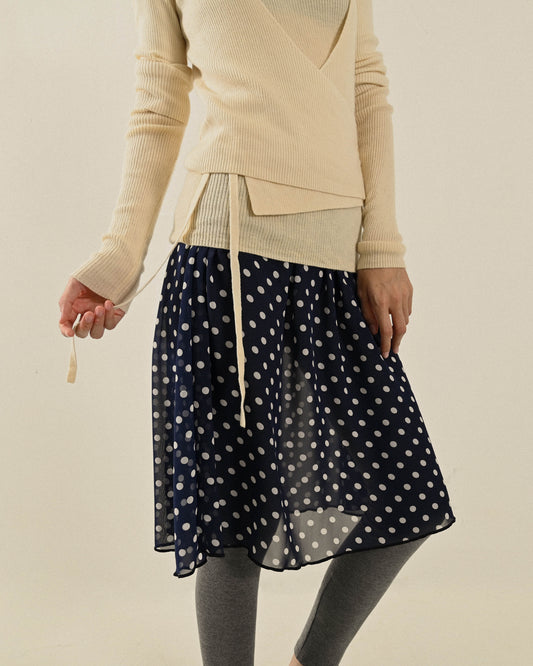 水玉印花透膚紗裙