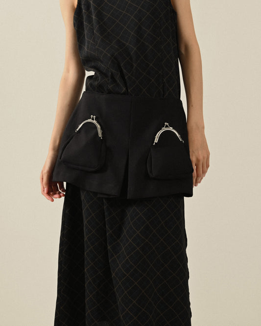 Upcycling口金綴飾古著短裙