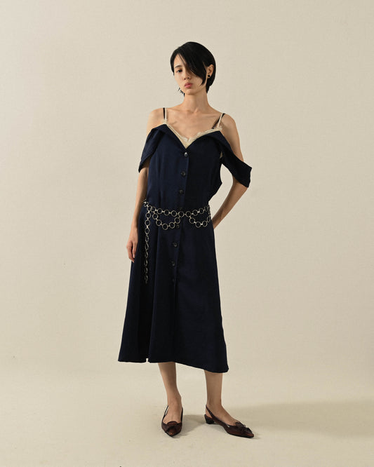 Upcycling垂墜肩帶古著洋裝