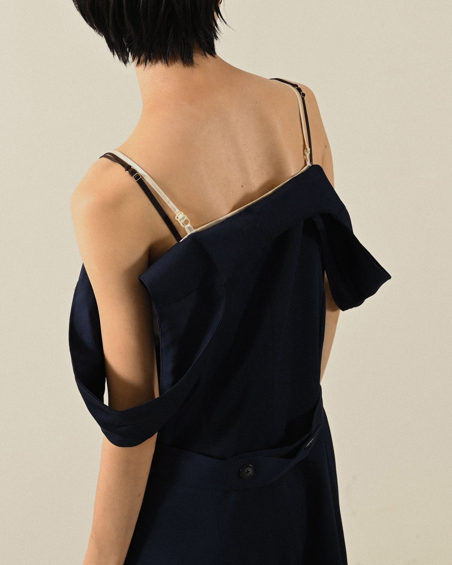 Upcycling垂墜肩帶古著洋裝