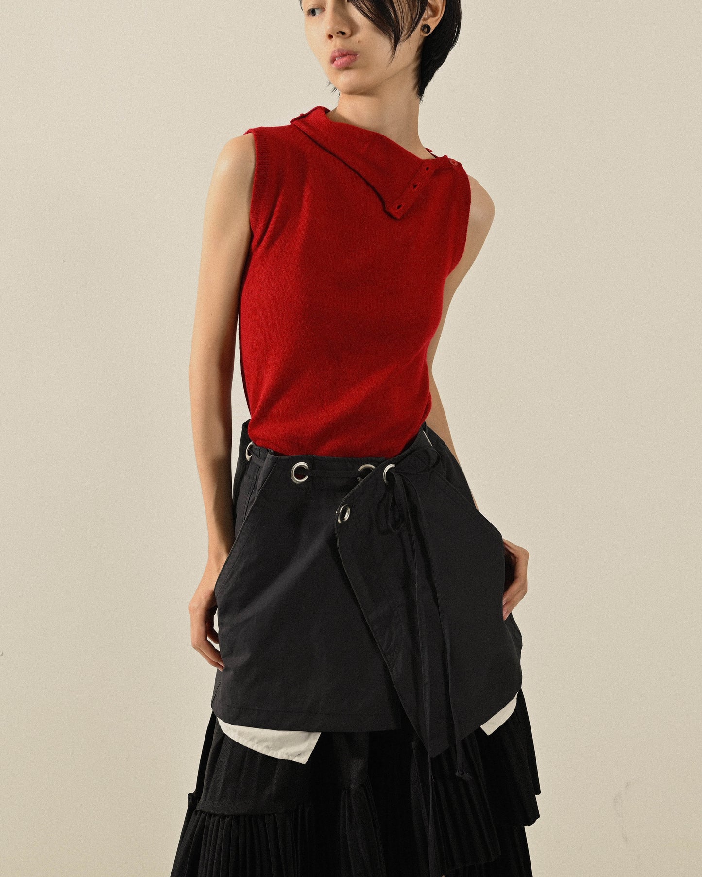 洋紅高領針織古著上衣