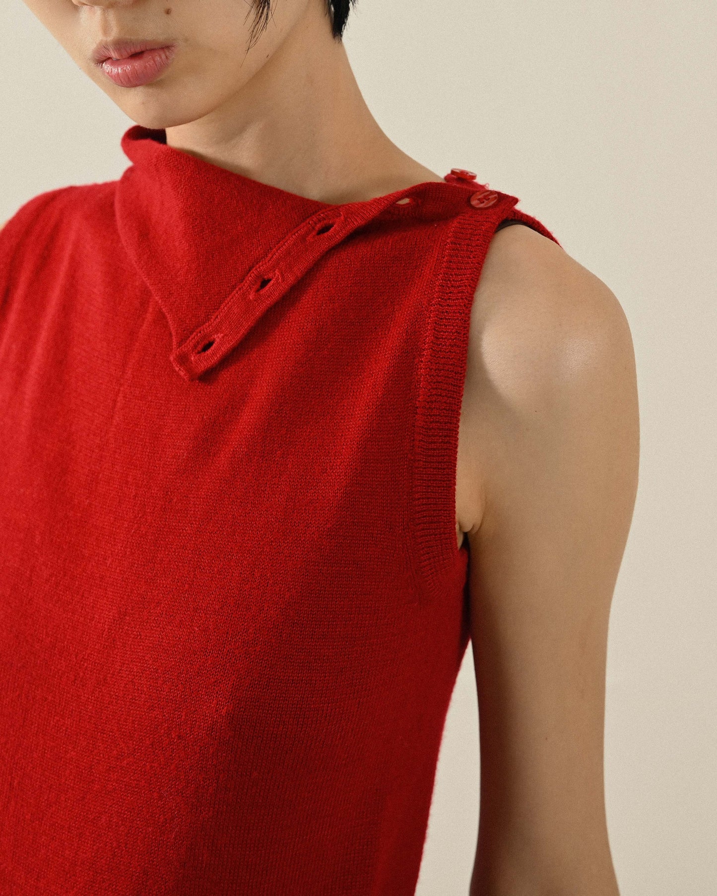 洋紅高領針織古著上衣