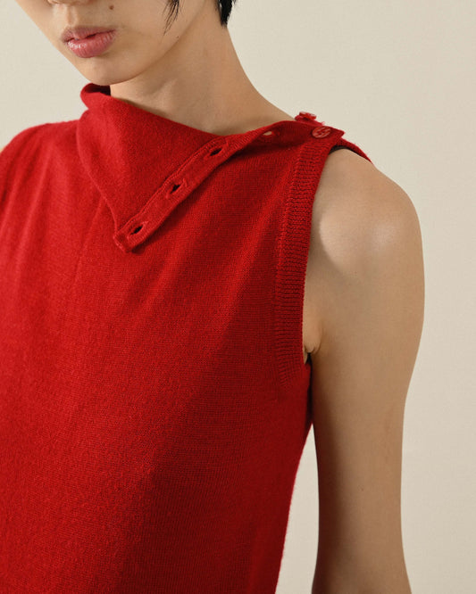 洋紅高領針織古著上衣