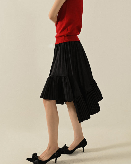 Upcycling拼接設計百褶古著裙