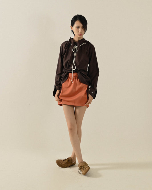 拼接口袋高腰古著短裙