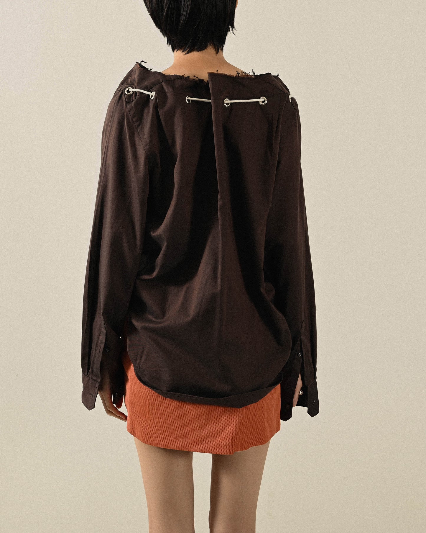 拼接口袋高腰古著短裙