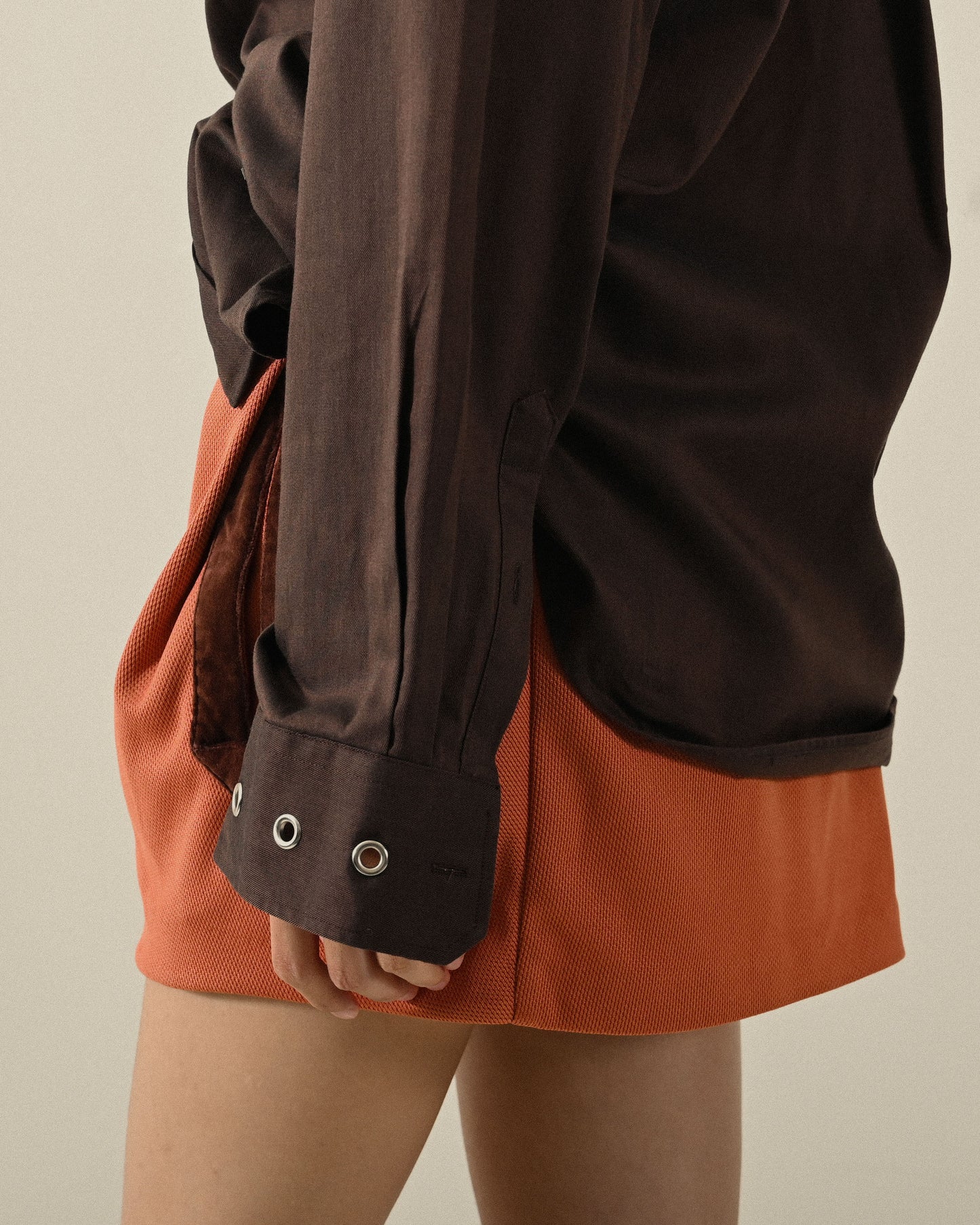 拼接口袋高腰古著短裙