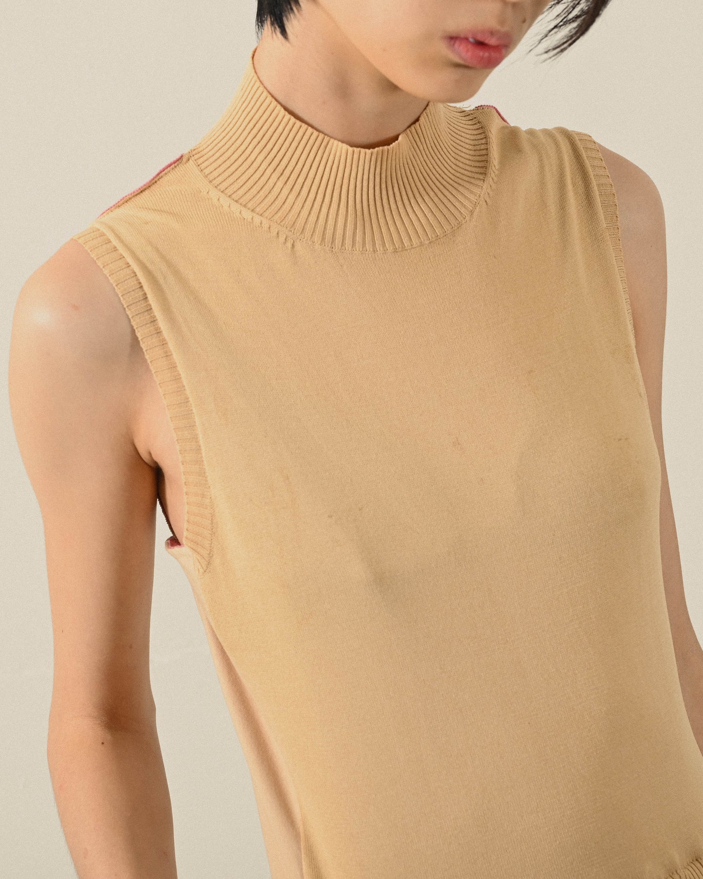 挖背設計假兩件式古著洋裝