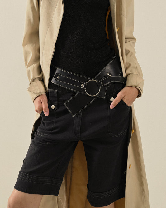 扣環造型人造皮革皮帶