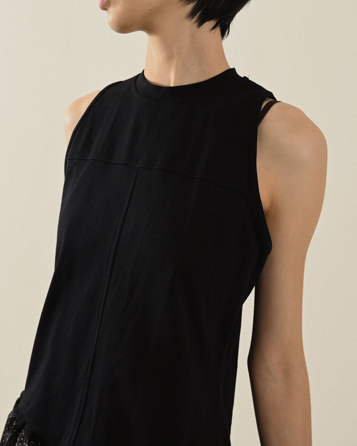 Upcycling紗質飾片無袖古著上衣