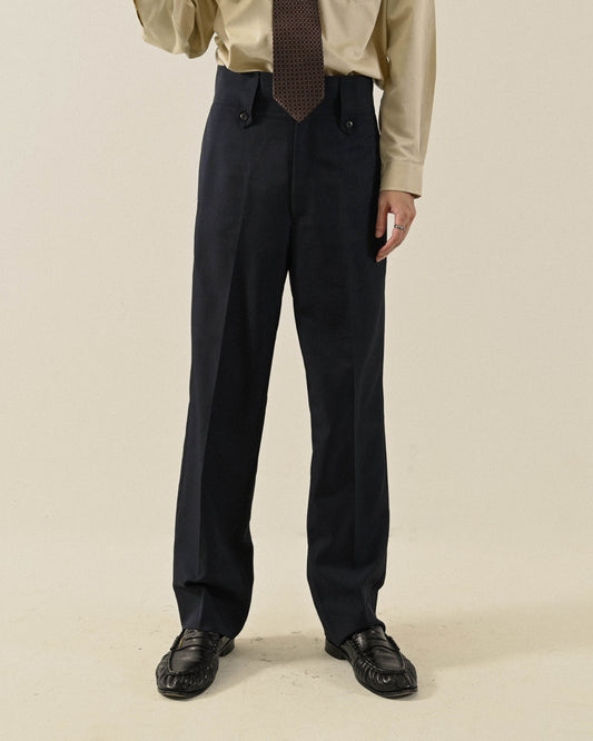 寬版腰頭高腰西裝古著長褲