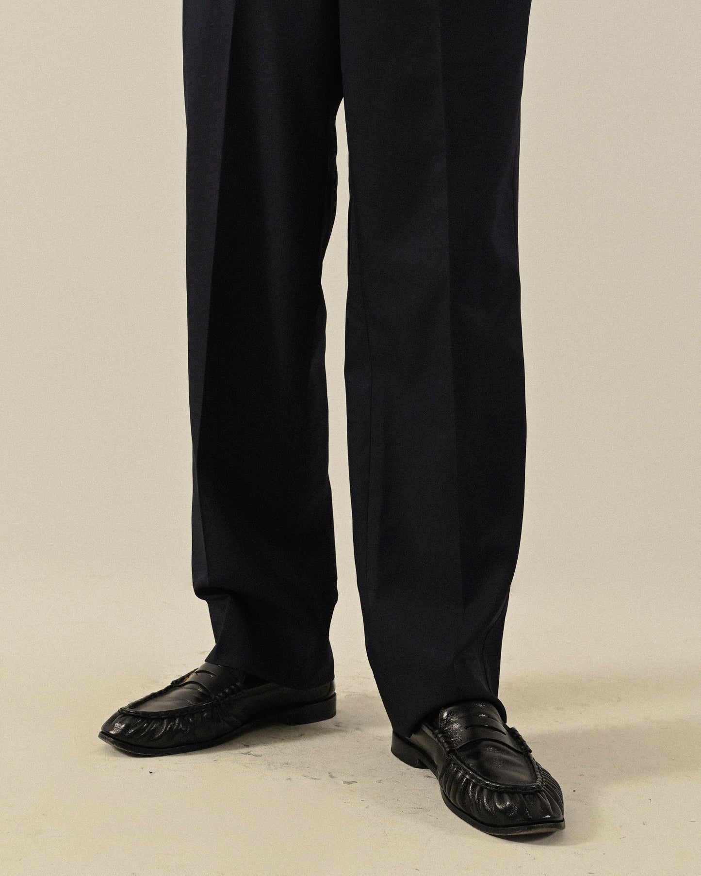 寬版腰頭高腰西裝古著長褲