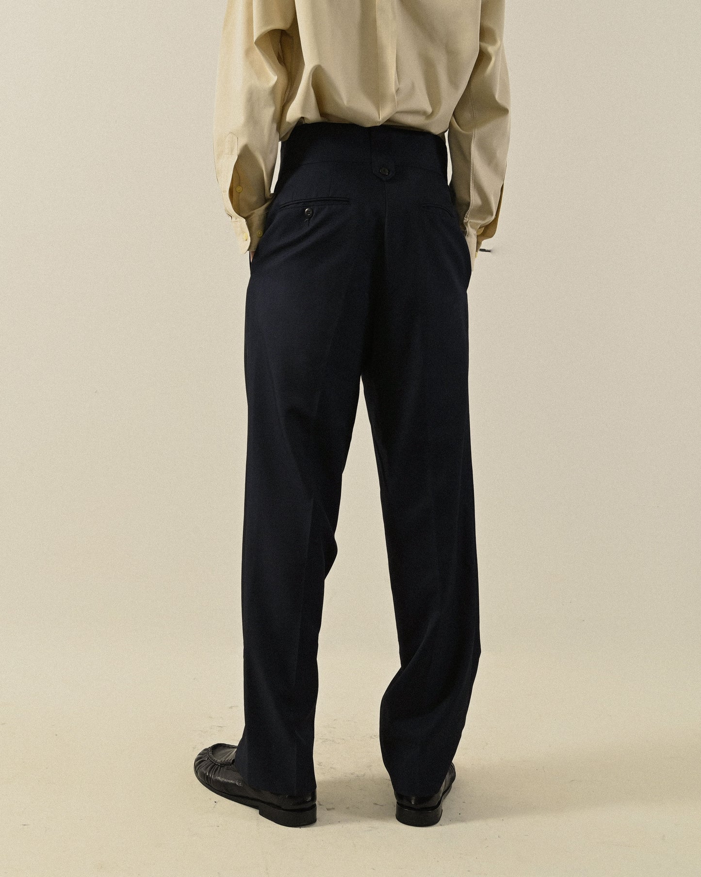 寬版腰頭高腰西裝古著長褲