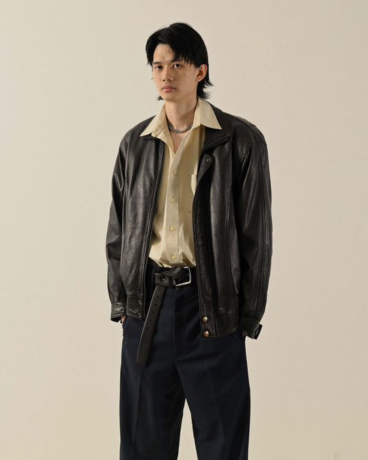 經典輪廓古著皮衣外套