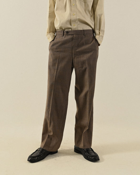 格紋毛料古著西裝長褲