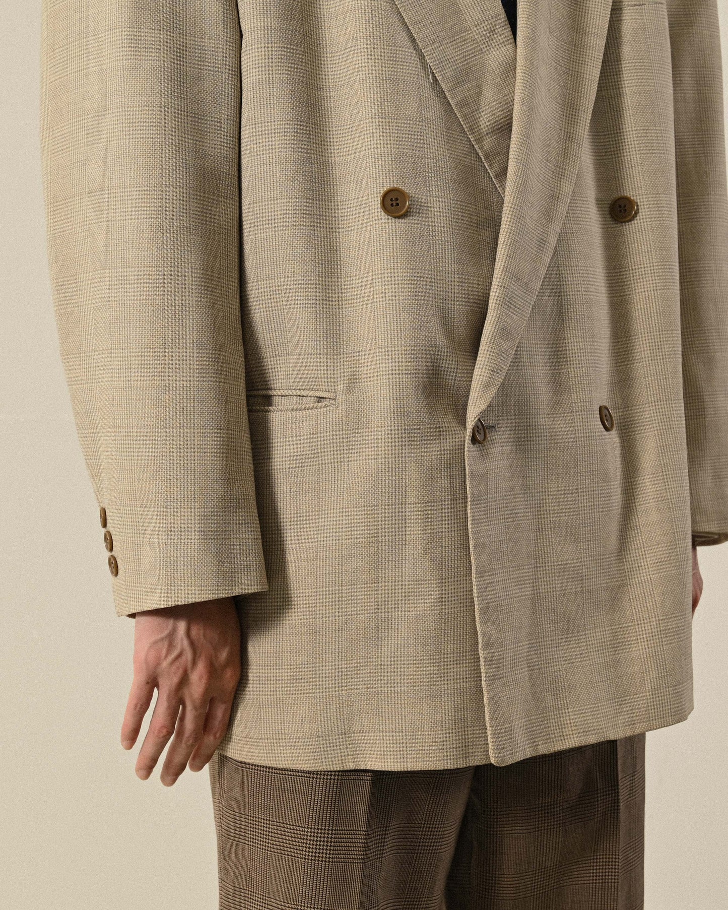 寬鬆輪廓日本製薄毛古著西裝外套